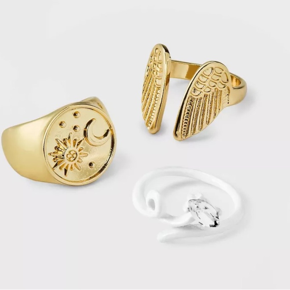 Wild Fable Gold and White Ring Set